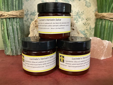 Varivein Salve in a brown 2.5 oz jar for help with varicose veins