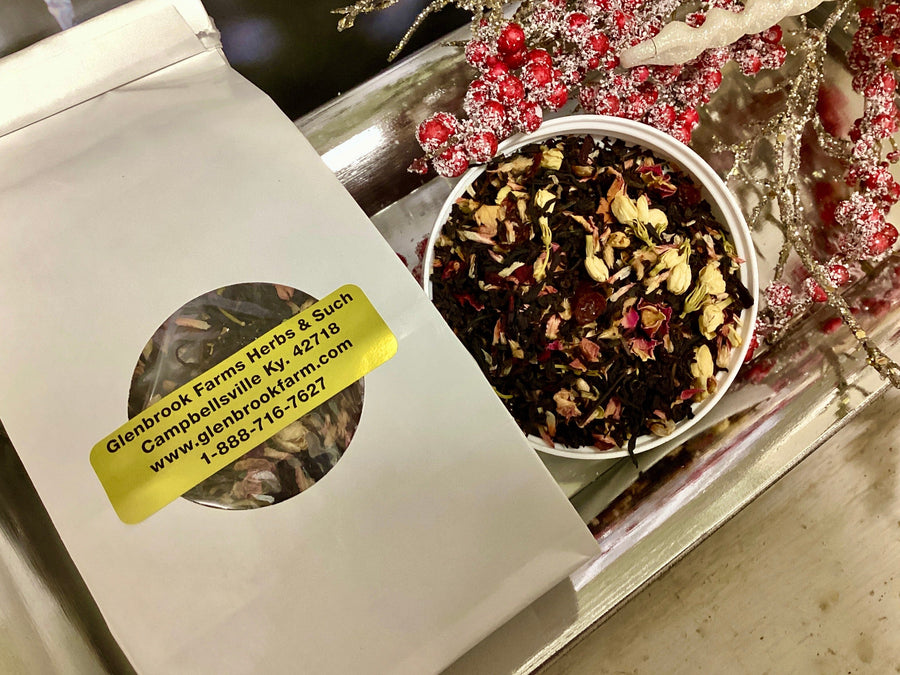 white back of tea with winterberry ingredients 